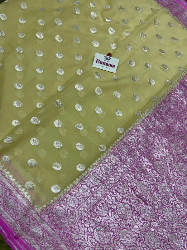 Royal Blue Khaddi Georgette Handloom Banarasi Saree